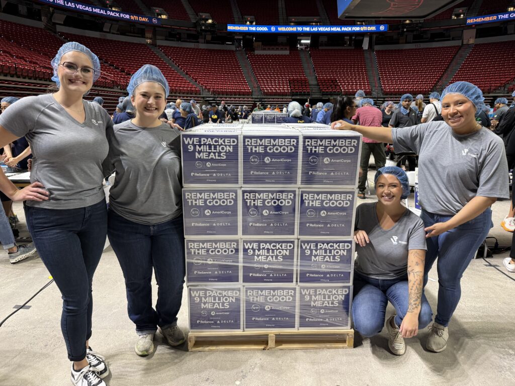•	9/11 Las Vegas Meal Pack - 500 Volunteers came together at Thomas and Mack Center at UNLV to pack 175,000 meals for people experiencing food insecurity in our local community.  The meals were donated to Three Square Food Bank.  This was part of a Nationwide event to pack 9 million meals for those at risk of hunger in America. 