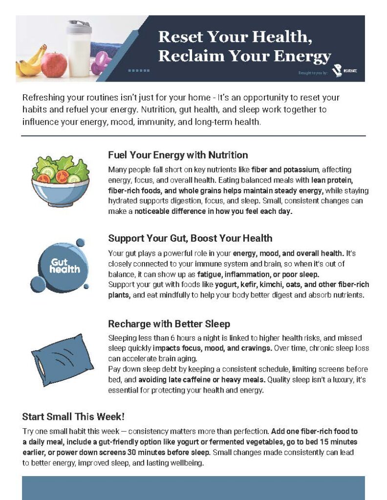 Preview of LP Insurance April Wellness Flyer highlighting nutrition, gut health, and sleep tips (English)