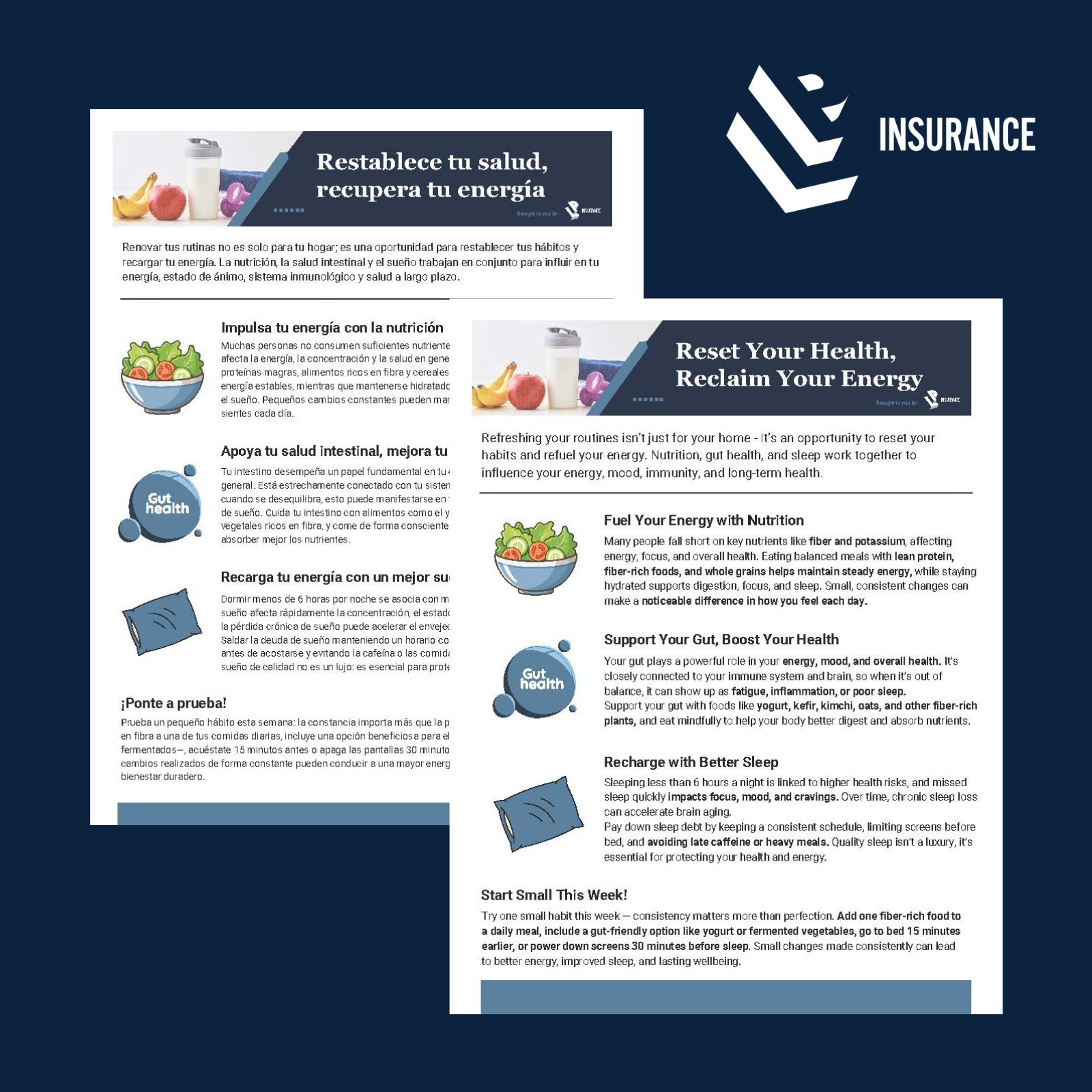 Printable Wellness Flyers: Nutrition, Gut Health, Sleep — Bilingual
